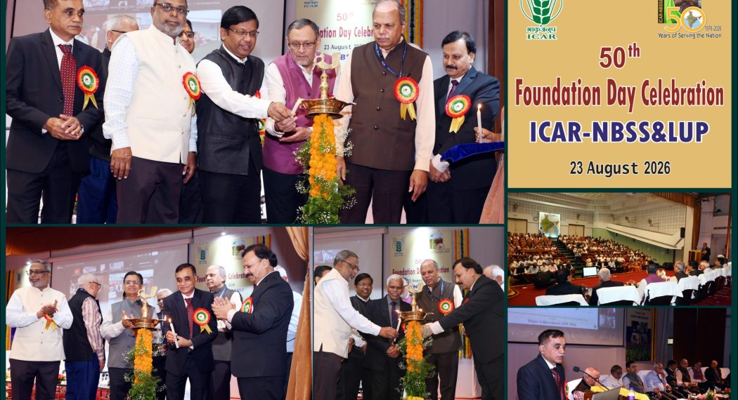Lighting of lamps by the dignitaries during the celebration of ICAR-NBSS&LUP’s 50th Foundation Day on 23rd August, 2026.