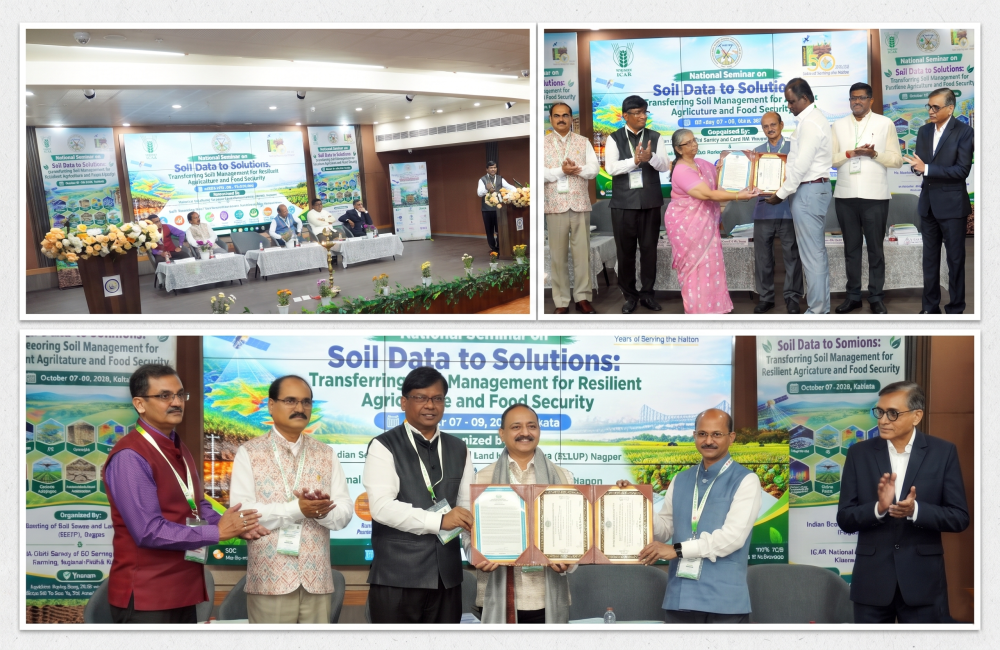 The Indian Society of Soil Survey and Land Use Planning (ISSSLUP), Nagpur, and ICAR–NBSS&LUP, Nagpur, jointly organized a National Seminar on “Soil Data to Solution” from 7–9 October 2026 at Kolkata. Dr. A. K. Nayak, Hon’ble Deputy Director General (Natural Resource Management), ICAR, graced the event as a Chief Guest, along with eminent Vice-Chancellors and distinguished soil science experts.