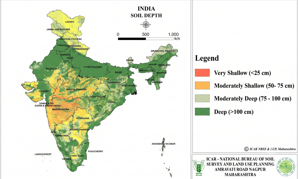 Digital Soil Depth Map of India with 90m Spatial Resolution