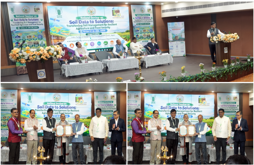 The Indian Society of Soil Survey and Land Use Planning (ISSSLUP), Nagpur, and ICAR–NBSS&LUP, Nagpur, jointly organized a National Seminar on “Soil Data to Solution” from 7–9 October 2026 at Kolkata. Dr. A. K. Nayak, Hon’ble Deputy Director General (Natural Resource Management), ICAR, graced the event as a Chief Guest, along with eminent Vice-Chancellors and distinguished soil science experts.