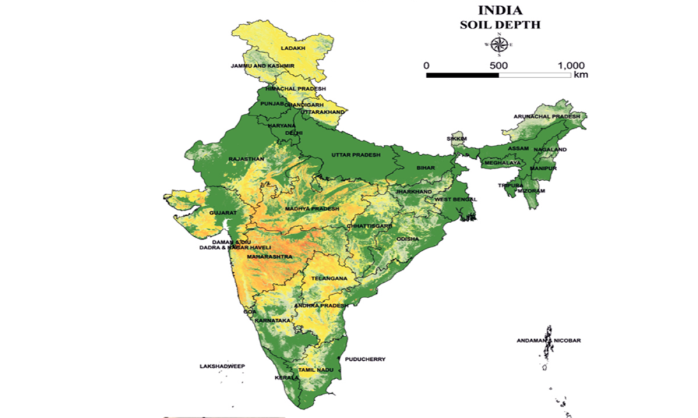 Soil depth map of India
