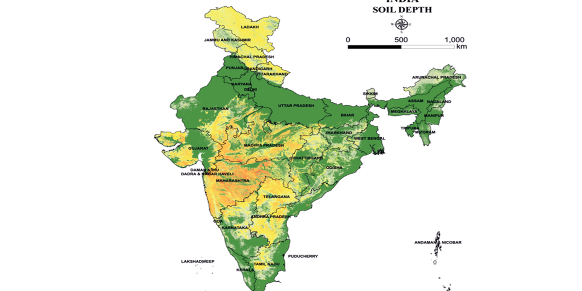 Soil depth map of India